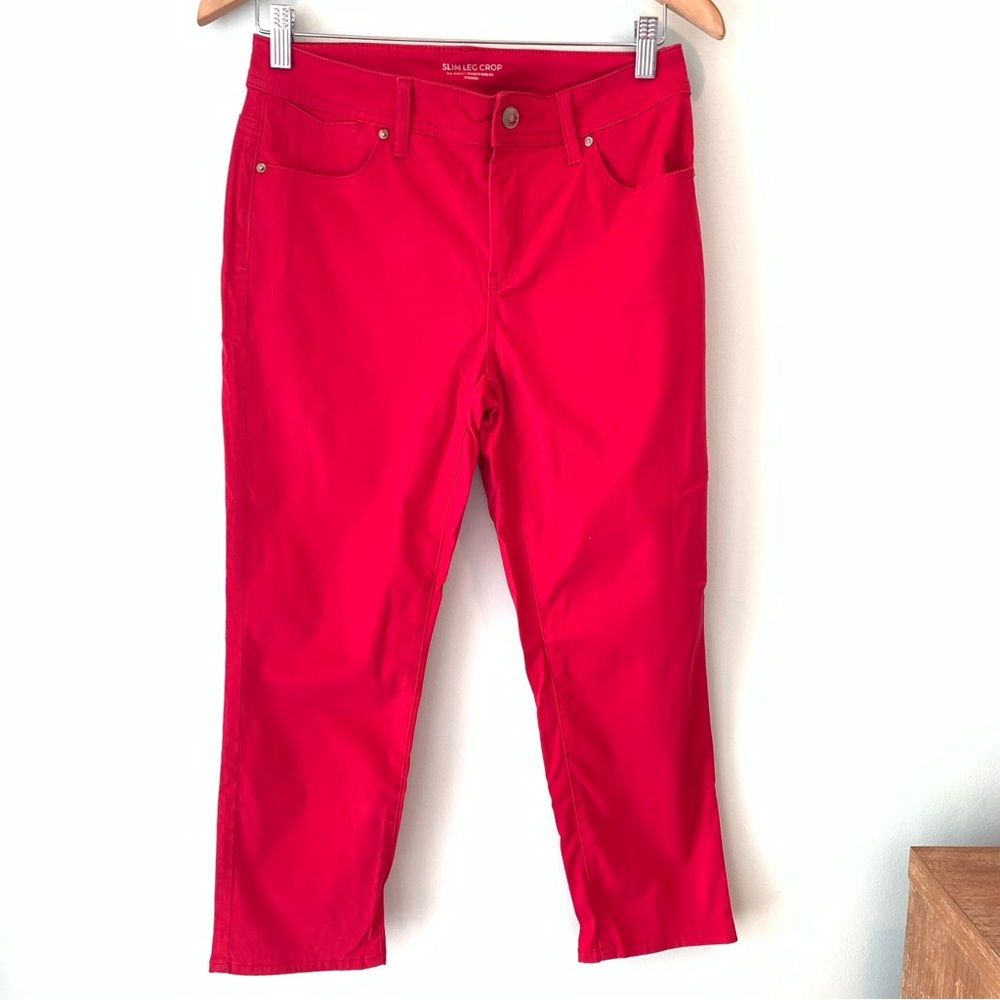 Chico’s Red Slim Leg Crop Soft Stretch Pants 00